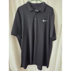 Nike Dri-Fit Golf Polo Shirt Black Short Sleeve Performance Men's XXL